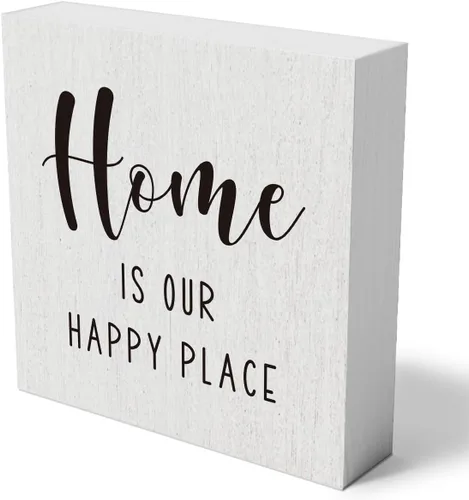 Miniatura 12 de mmiishe Letrero decorativo de madera para la familia, decoración de la sala de estar, decoración rústica de casa de campo, para estante de 5 x 5