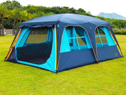 Miniatura 2 de KTT Extra Large Tent 12-14 Person,Family Cabin Tents,2 Rooms,Straight Wall,2 Doors 4 Windows with Mesh,Waterproof,Double Layer,Big Tent for Azul