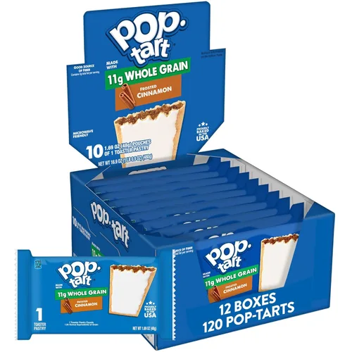 Miniatura 11 de Pop-Tarts Pasteles tostadores, hechos con grano entero, almuerzo escolar, fresa esmerilada (120 tartas)