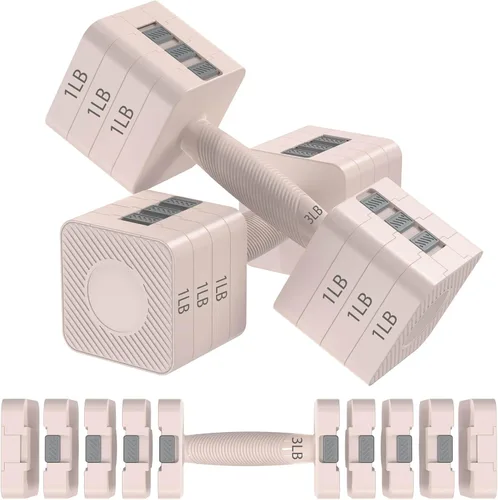Hezeyferg Juego de mancuernas ajustables de 22 libras, juegos de pesas de mano con 5 niveles de 3 libras, 5 libras, 7 libras, 9 libras, 11 libras,
