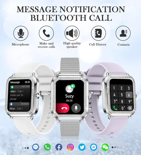 Miniatura 2 de Reloj inteligente con pantalla táctil de 1.6 pulgadas para mujer (respuesta/hacer llamadas), rastreador de actividad y relojes inteligentes