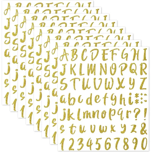 576 piezas de 8 hojas de calcomanías de letras de graduación, letras de vinilo autoadhesivas, calcomanías de números del alfabeto, calcomanías para