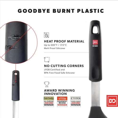 Miniatura 4 de DI ORO - Espátulas para uso en la cocina, silicona resistente al calor de 600 °F, juego de espátulas giratorias para cocinar, espátulas anchas