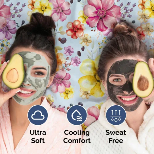 Miniatura 5 de Sábanas florales – Juego de sábanas florales de acuarela – 1 plana, 1 bajera y 2 fundas de almohada con bolsillos profundos – No se arruga ni se 18