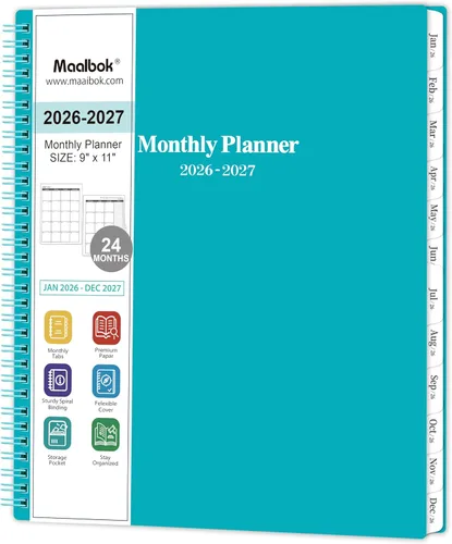 Miniatura 8 de Agenda mensual 2026-2027, agenda mensual 2026-2027, enero 2026 a diciembre 2027, 6.3 x 8.4 pulgadas (tamaño A5), calendario de 2 años con 24 meses