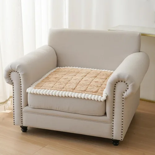 Miniatura 18 de Fundas de Reposabrazos de Sofá Antideslizantes, Funda Lavable de Respaldo de Sillón Suave, Fundas Gruesas y Peludas para Reposabrazos de Sofá