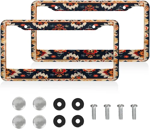 Miniatura 13 de Marcos para matrícula, cubierta de placa de automóvil azteca con tornillos, soporte universal de 4 agujeros, marco de placa de aluminio, accesorios