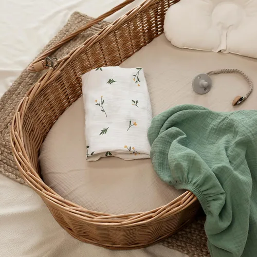 Miniatura 3 de Gllquen Baby Sábanas de Muselina para Moisés Paquete de 3, Sábanas Ajustadas de Algodón Transpirables Elásticas y Acogedoras para Colchón de Moisés