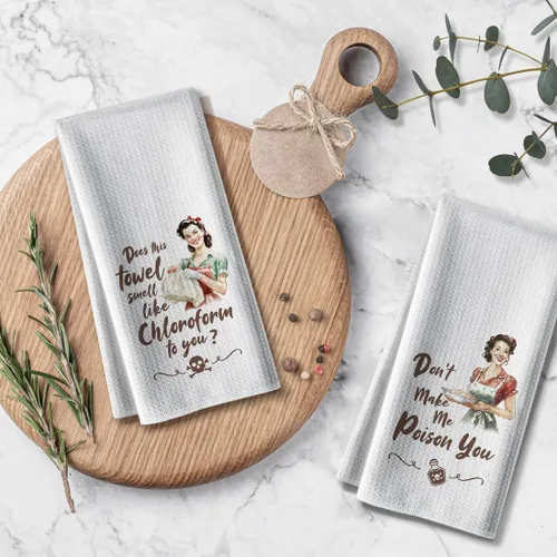 Miniatura 6 de Toallas de cocina, trapos de cocina divertidos con temas de bromas, 16 x 24, paquete de 2, toalla de barra de microfibra, toallas de mano Paquete