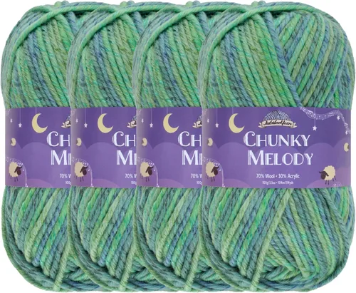 Miniatura 15 de JubileeYarn Chunky Melody - Hilo para tejer 100g/madeja, mezcla de lana gruesa, color maíz naranja - 2 madejas 15 Maíz Naranja