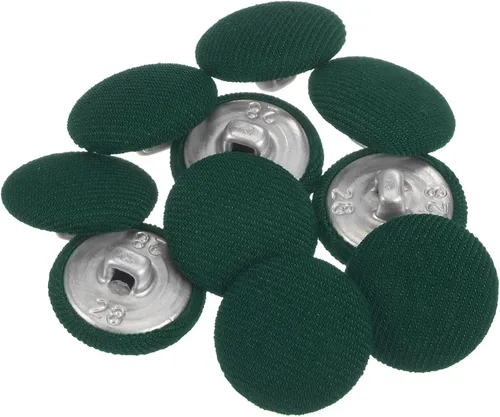 Miniatura 67 de HARFINGTON 10 botones de tela de 24L cubiertos de tela de 0.59 pulgadas, vástago de metal, botones de costura redondos para trajes, blusas de Azul