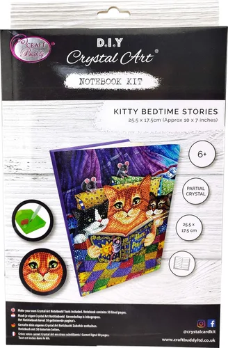 Miniatura 5 de Crystal Art Cuaderno de pintura de diamantes, kit de cuaderno para acostarse con gatitos, crea una funda brillante para cuaderno con cristales