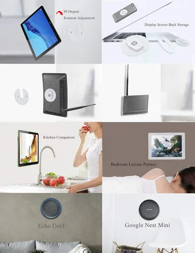 Miniatura 3 de Soporte de pared universal para tableta, ajustable, giratorio de 90 grados, compatible con lector electrónico/Kindle, compatible con caja de cable
