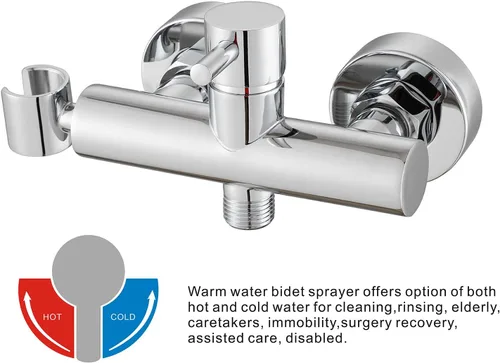 Miniatura 4 de Pulverizador de bidé de mano para bidé de agua caliente, pulverizador de mano Shattaf Accesorio de baño para inodoro con válvula mezcladora de latón