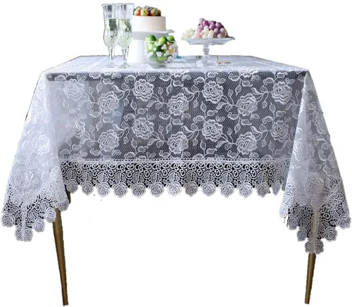 Miniatura 15 de ARTABLE Mantel rectangular pequeño de encaje de macramé, mantel vintage bordado oblongo, para banquete de boda, vacaciones, mesas largas de comedor