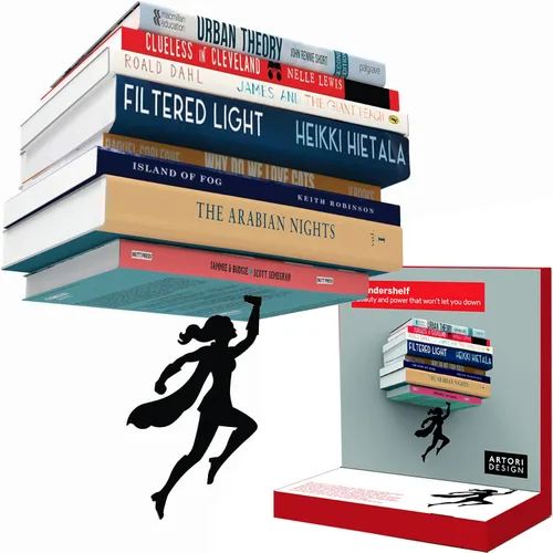 Miniatura 4 de Estante flotante para libros Artori Design "Wondershelf", de metal negro, estante único, regalos para estudiosos, amantes de libros, presente