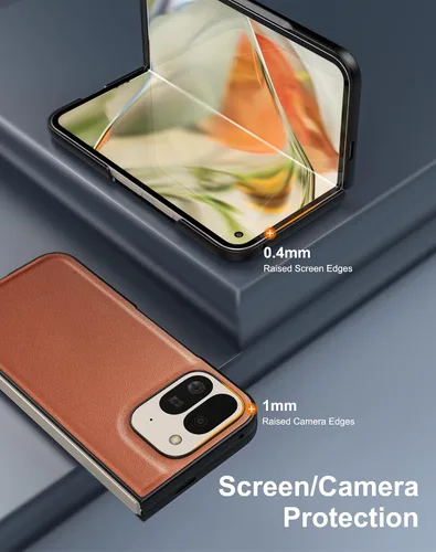 Miniatura 7 de Funda delgada de cuero para Pixel 9 Pro Fold (2024), sin protector de pantalla, soporte de carga inalámbrica, ultradelgada a prueba de golpes, funda