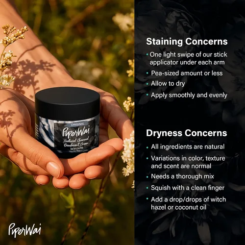 Miniatura 7 de Crema de desodorante natural PiperWai con carbón activado Protección contra el sudor de 24 horas, vegano, desodorante libre de aluminio