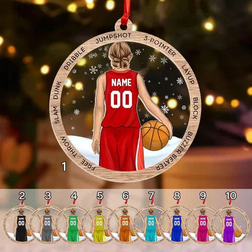 Miniatura 22 de Adorno Personalizado de Baloncesto 2025 - Adorno de Jugador de Baloncesto - Adornos de Árbol de Navidad de Baloncesto - Regalos de Jugador de Bkb 5