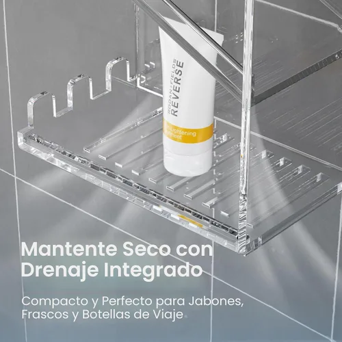 Miniatura 3 de AITEE Organizador de Baño Acrílico Caddy, Soporte Transparente para Champú Montado en la Pared, Organizador de Ducha con Ventosa, Sin Perforaciones