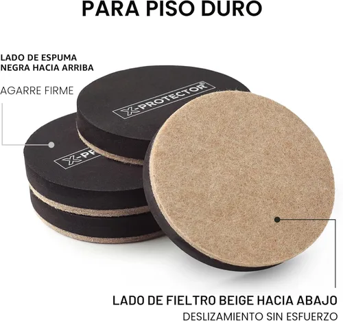 Miniatura 4 de Deslizadores de muebles de fieltro para pisos de madera dura, 24 deslizadores de muebles de 2 1/2 pulgadas, deslizadores de fieltro resistentes