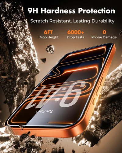 Miniatura 4 de UNBREAKcable Paquete de 3 protectores de pantalla para iPhone 17 Pro Max, vidrio templado doble inastillable [marco de fácil instalación]