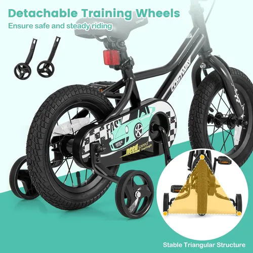 Miniatura 6 de COSTWAY Bicicleta para niños de 12/14/16/18 pulgadas, bicicleta de entrenamiento para niños y niñas con ruedas de entrenamiento extraíbles