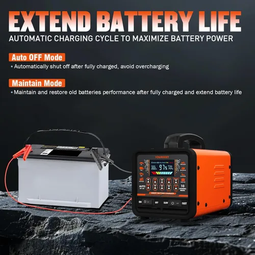 Miniatura 2 de 2026 Upgraded 0-20A Car Battery Charger, 12V/24V Heavy Duty Smart Fully Automatic Battery Maintainer with Color LCD Screen, 10-Mode Pulse Repair
