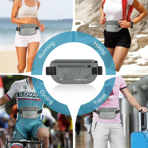 Miniatura 9 de travel inspira Cinturón de dinero de viaje, soporte delgado para pasaporte, bolsa de viaje con bloqueo RFID para proteger efectivo, tarjetas