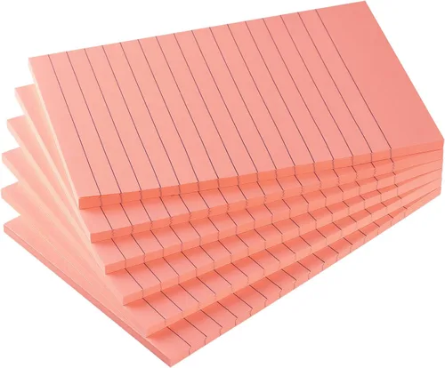 Miniatura 13 de Early Buy - Blocs de notas adhesivas con líneas 4x6, notas autoadhesivas de 6 colores brillantes, 6 blocs, 45 hojas/bloc
