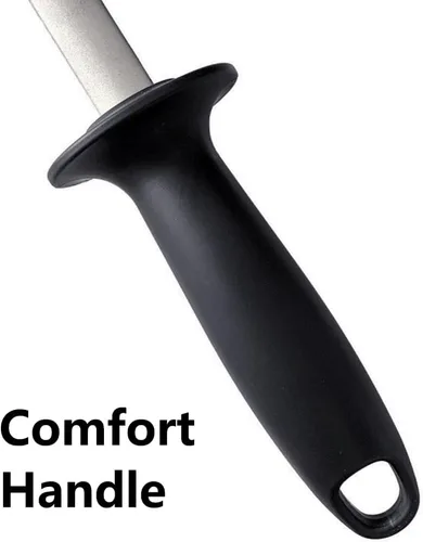 Miniatura 4 de Varilla de acero para afilar cuchillos de diamante de 8 pulgadas, afilador de cuchillas de diamante de cocina profesional, acero Honer para afilar