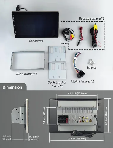 Miniatura 6 de COREHAN Estéreo de auto doble DIN – Estéreo de coche con pantalla táctil de 10 pulgadas con Bluetooth, cámara de respaldo, audio para automóvil