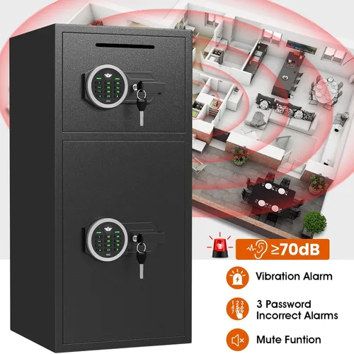 Miniatura 7 de Caja fuerte de seguridad digital extra grande de 6.0 pies cúbicos, resistente al fuego, impermeable, con ranura para depósito, alarma antirrobo