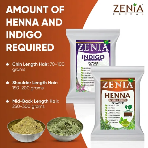 Miniatura 3 de Zenia Indigo Powder y 3.53 oz de henna paquete combinado de tinte para el cabello