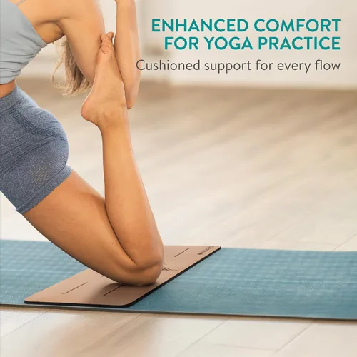 Miniatura 2 de Navaris Rodillera de corcho para yoga, antideslizante para esterillas de ejercicio, 0.2 pulgadas (0.236 in), acolchado extra grueso para pilates