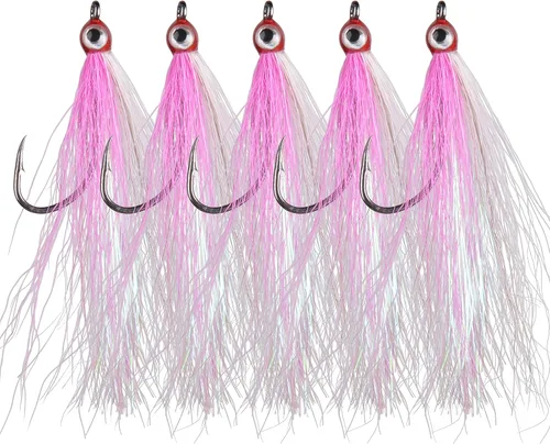 Miniatura 11 de Clouser Minnow - Señuelo de pesca con mosca, señuelo de pesca con mosca de agua salada, moscas de lubina a rayas de pesca con cola de buque
