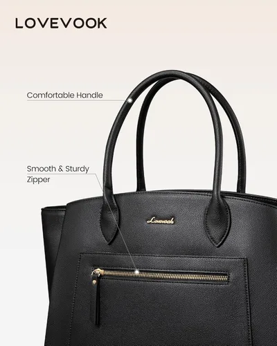 Miniatura 5 de LOVEVOOK Bolsa de mano para laptop para mujer, bolsa de trabajo de gran capacidad de 15.6 pulgadas, con múltiples bolsillos y soporte grande