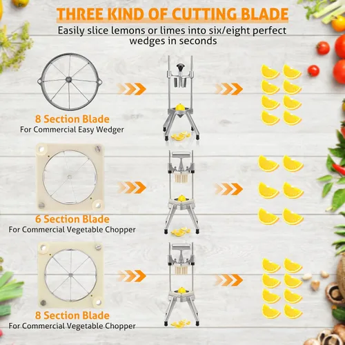 Miniatura 2 de WICHEMI Cuchilla de 8 secciones para comercial Easy Wedger cortador de limón de acero inoxidable fruta lima rebanador vegetal cortador de verduras