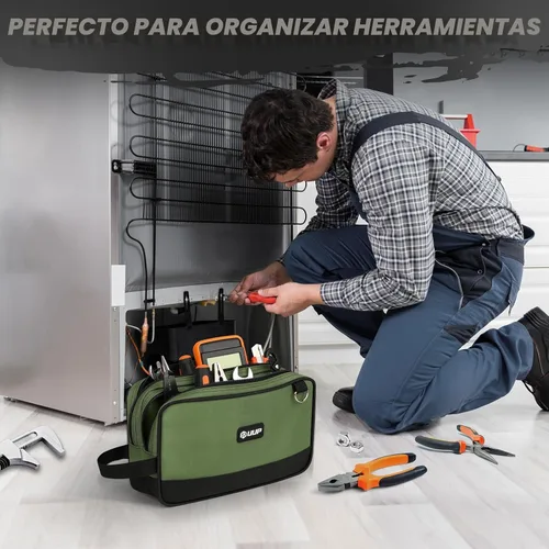 Miniatura 6 de Bolsa de herramientas pequeña de 12 pulgadas, paquete de 2 unidades, bolsa de herramientas con cremallera, 2 compartimentos, bolsa de herramientas