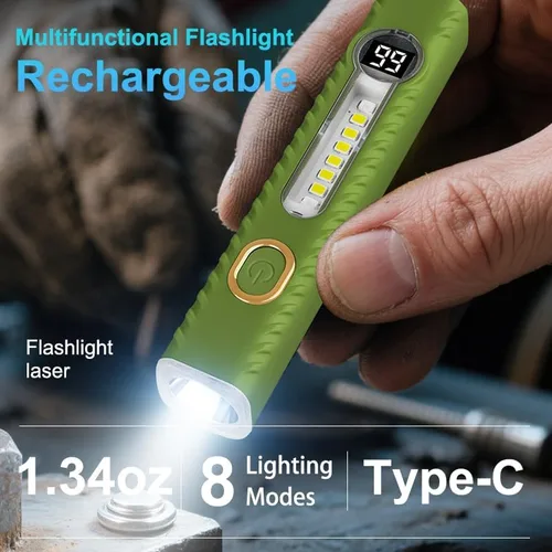Miniatura 5 de Linternas recargables con 8 modos, linterna pequeña con pantalla digital LCD, luz de flash EDC de alto lúmenes, linternas LED de mano