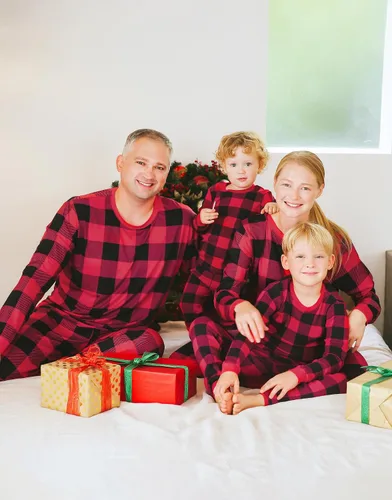 Miniatura 2 de VAENAIT BABY Infant Toddler Kids Adult Couple Family Matching Women Men Christmas Pjs Xmas Holiday Buffalo Plaid Pajama Set