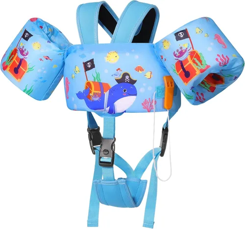 Miniatura 23 de Moko Banda de natación para niños de 20-30-50 libras, bonito chaleco de natación de dibujos animados para niños pequeños, flotadores de piscina