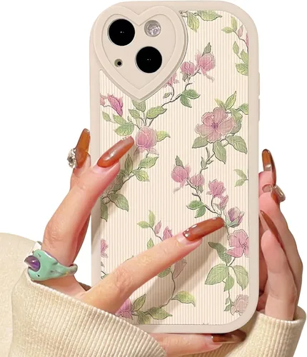 Miniatura 26 de Lovmooful Funda compatible con iPhone 13, diseño floral con lente de amor, protector de parachoques para niñas y mujeres, TPU suave a prueba