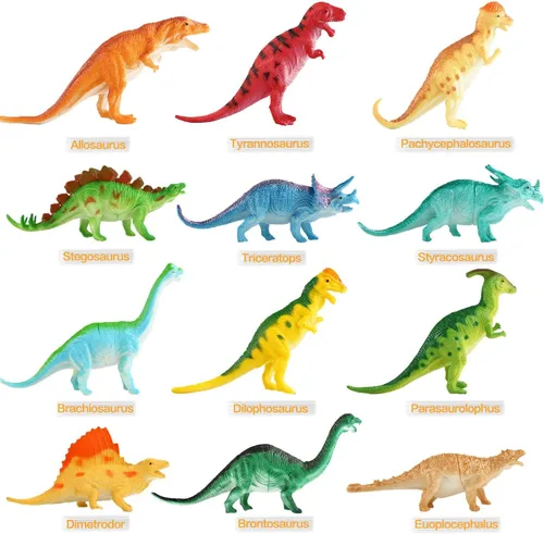 Miniatura 4 de Yeonha Toys, Playset Jumbo Dinosaur de juguete, figura de dinosaurio 7 pulgadas (12 unidades), Material Seguro, Dinosaurio realista variado, Juego