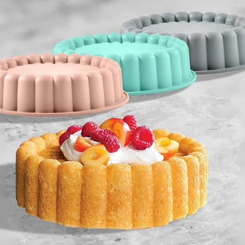 Miniatura 6 de Pastel de silicona de 10 pulgadas con molde de 8 pulgadas (paquete de 2) – Molde antiadherente para hornear pastel de libras, gelatina, pan