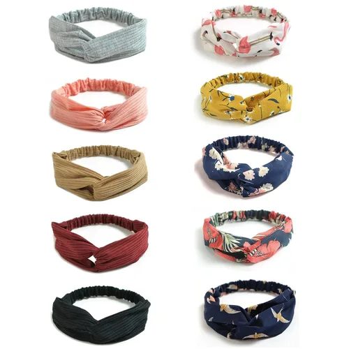 Miniatura 22 de DRESHOW - Paquete de 10 diademas para mujer con diseño entrecruzado vintage, estilo bohemio, trenzadas, elásticas, accesorios para el cabello