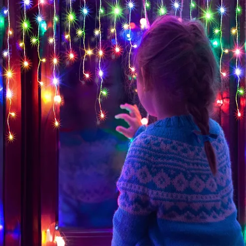 Miniatura 6 de JXLEDAYY Luces de Navidad superlargas de 1280 luces LED de 131 pies con 240 caídas, enchufables, con 8 modos de decoración de Navidad, para Multi