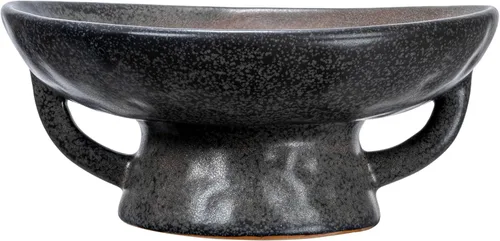 Miniatura 4 de Creative Co-Op Cuenco de gres con mango y base, esmalte reactivo negro