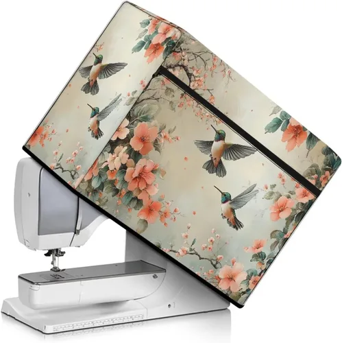 Miniatura 28 de Funda para máquina de coser de mariposas y flores con prácticos bolsillos, funda protectora con asa, para la mayoría de máquinas de coser estándar