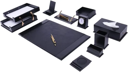 Organizadores de escritorio - Accesorios de escritorio - Organizador de escritorio de cuero - Juego de escritorio de cuero regenerado - Accesorios